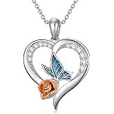 SELKAT S925 Sterling Silver Dragonfly/Butterfly/Ladybug Necklace Dainty Pendant Necklace Birthday Valentine's Day Gift for Women Her