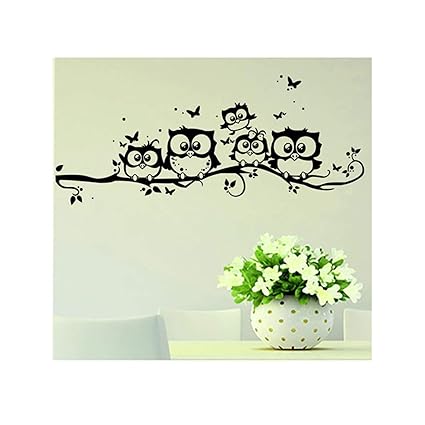 Amazon Com Kids Vinyl Art Cartoon Owl Butterfly Wall