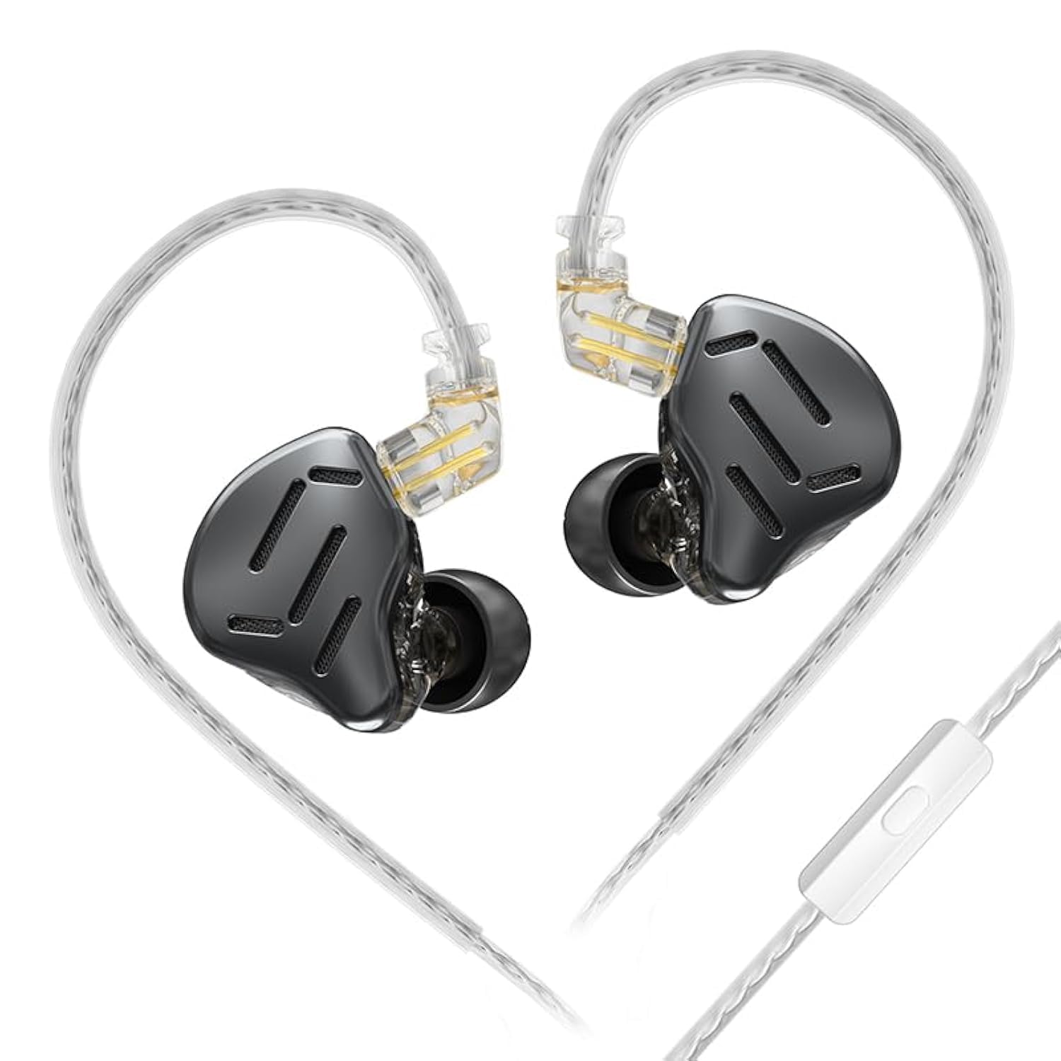 keephifi KZ ZAX In Ear Monitor Headphone, KZ In Ear 16-Units HiFi Hybrid-Driven IEM Headphone, Zinc Alloy Earbuds Earphones with Detachable Silver-Plated Upgrade Cable (Zax-Black, with mic)