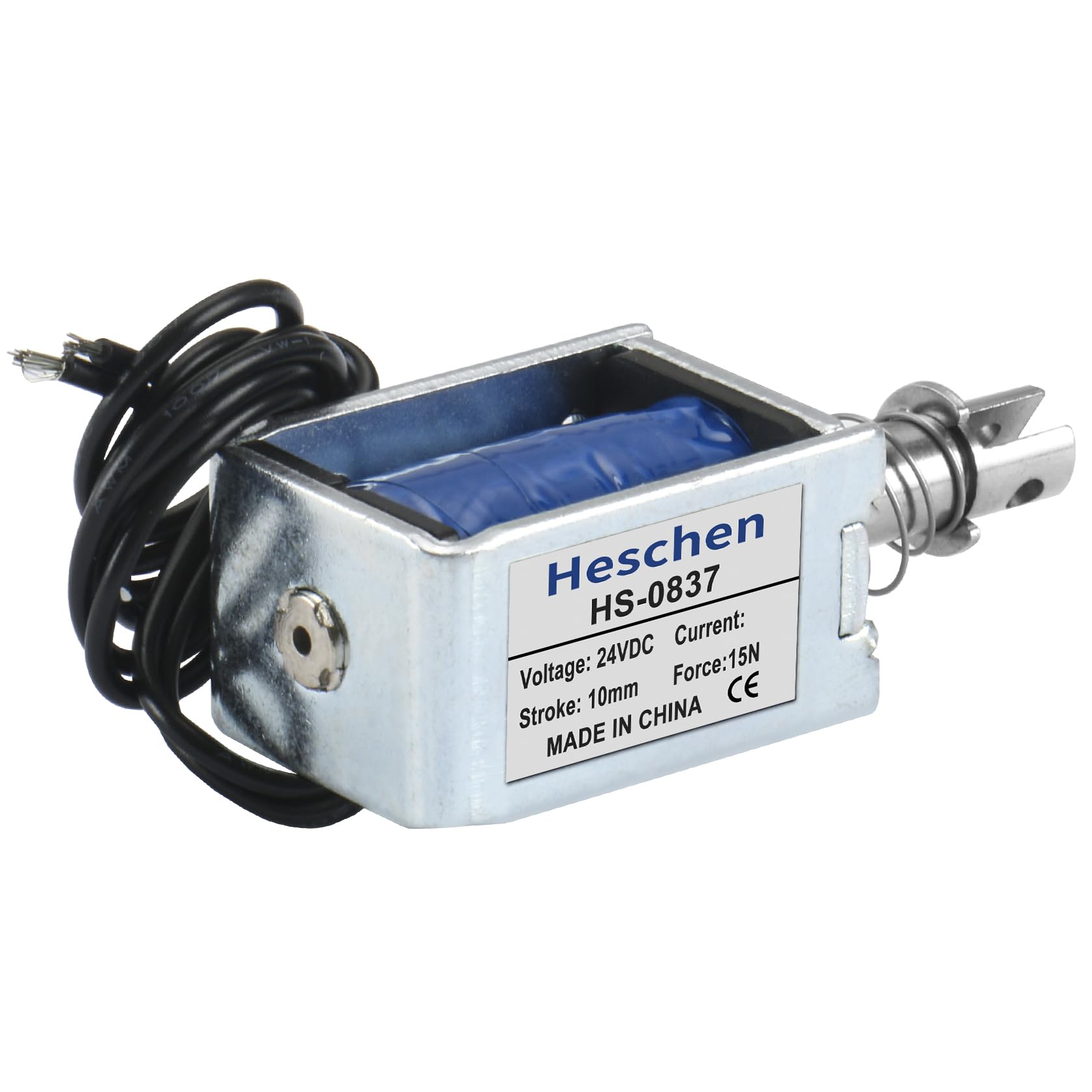 Hechen solenoid electromagnet HS-0837 DC24V 15N 10mm stroke, pull type open frame