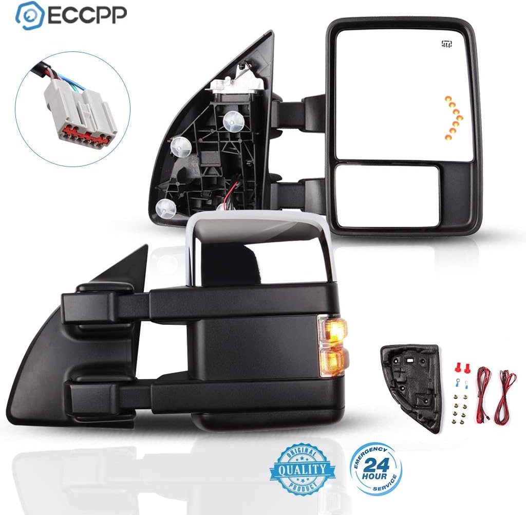 ECCPP Towing Mirrors For 2003-2007 Ford Super Duty F250 F350 F450 F550 - Power Heated LED Signal