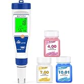Digital Pool Chlorine Salt Tester, pH Salinity Meter for Pool Water | Salt Chlorine pH Tester, 7 in 1 pH ORP PPM EC Tester for Salt Water Pool, Spa, Hot Tub, Aquarium, Hydroponic