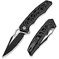 CIVIVI Anaaki Folding Pocket Knife, 2.98" Nitro-V Blade Aluminum Handle with Reversible Clip, Lightweight Skeletonized EDC Knife for Camping Hiking C24039-1, Black