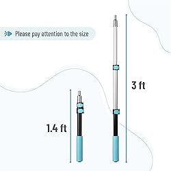 Bates- Extension Pole, 1.4 to 3 Ft Pole, Black