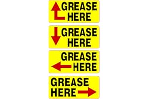 Grease Here Arrow Labels 20 Pack Lubrication Point Stickers (Yellow, 0.75 inch x 1.5 inch)