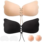 Sticky Bra Push Up–Adhesive,Invisible,Sticky on Silicone,Strapless Backless Bra,Reusable Bras for Large Breasts Women