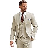 SPTALLFITJSV Mens Suit 3 Piece Slim Fit Wedding Business Suits for Men Three Piece Formal Peak Lapel Suit Set Elegant