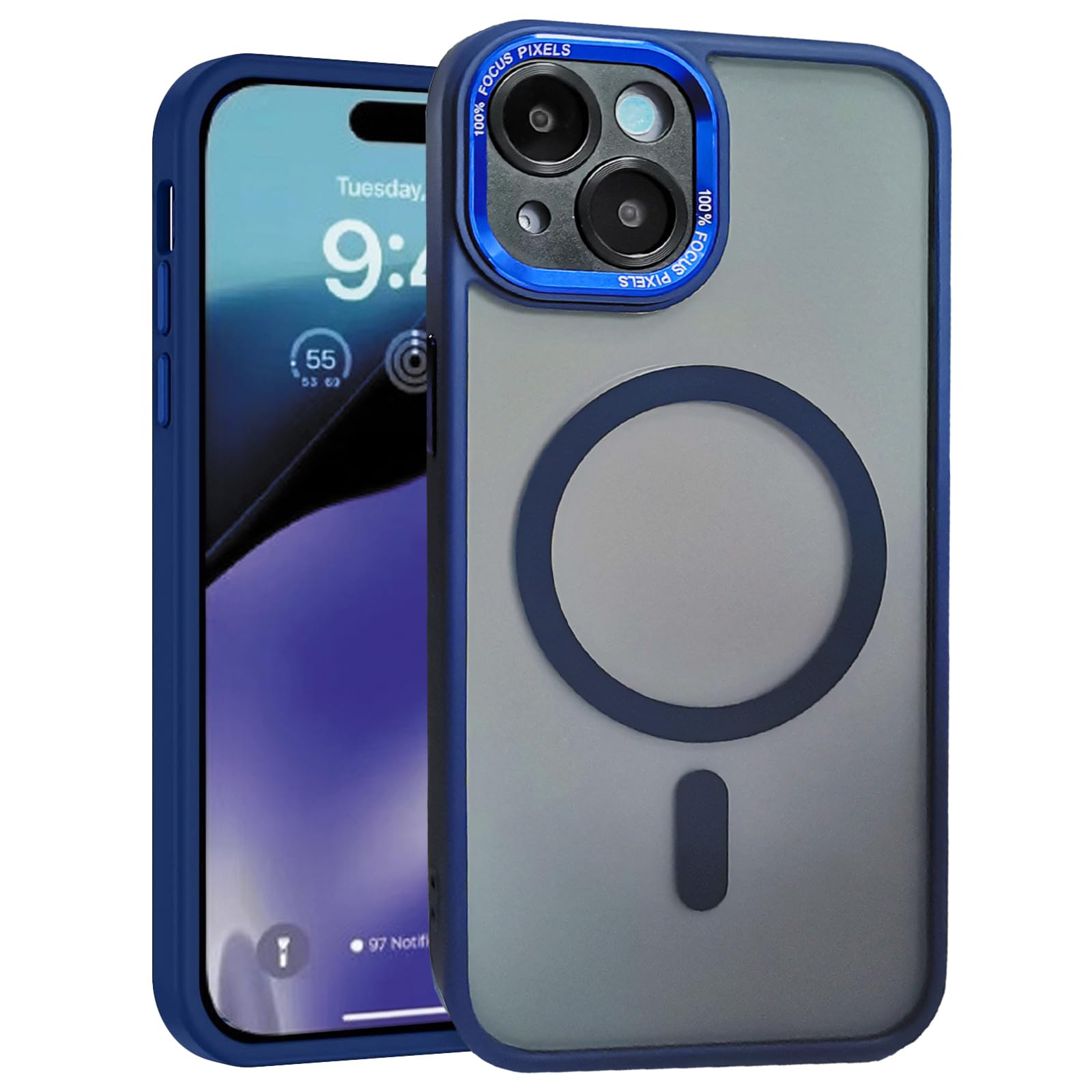 SNZ Magnetic Case for iPhone 15 Mobile Phone Case Compatible with MagSafe, iPhone 15 Case Shockproof Scratch-Resistant Protective Cover Yellowing-Resistant Standard Mobile Phone Cases Blue