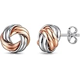 925 Sterling Silver Love-Knot Earring Stud Jewelry Italian Design Lightweight Twisted Love Knot Stud Earrings for Women | Celtic Knot Stud Earrings