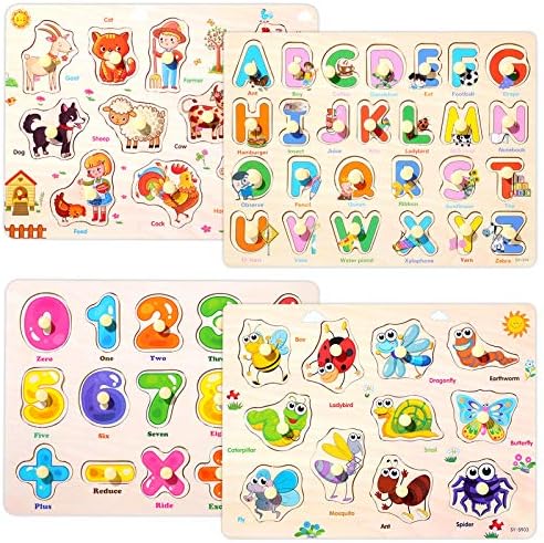 Download Dongshop Baby Wooden Peg Puzzles For Toddlers 1 2 3 Years Old 2 Pcs Bundle Abc Alphabet And Number Jigsaw Puzzle Game Learning Activity Toys Gift For Kids Girls Boys Puzzles Toys