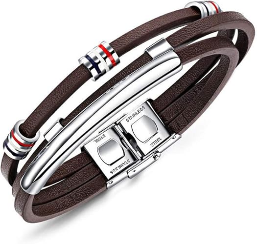 Amazon Idolco メンズ レザー ブレスレット 革 金属アレルギー対応 腕輪 レトロ シンプル めんず バングル プレゼント 父の日 ギフト 316l ブレスレット 通販