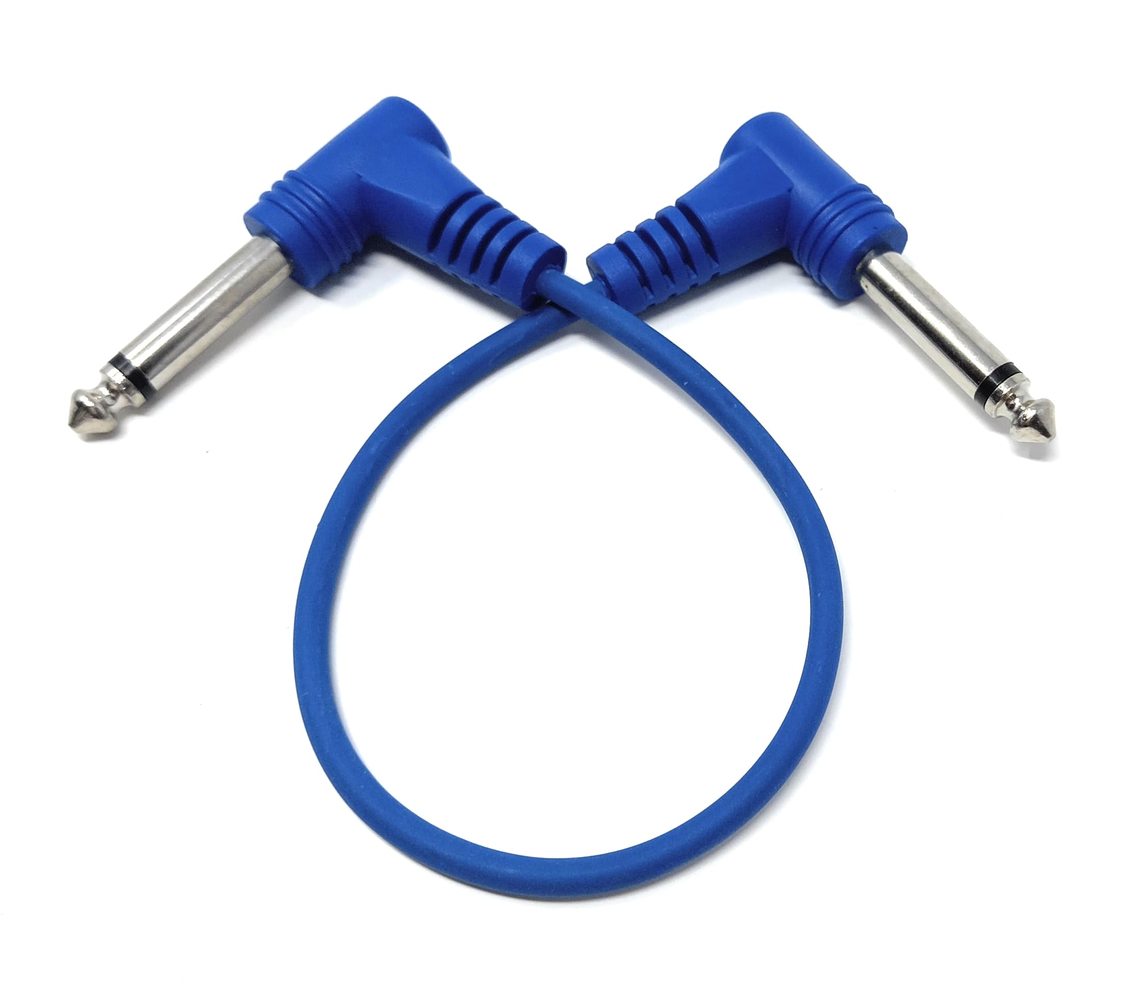 DRUT 30cm 6.35mm 1/4" TS Mono Jack to Jack Plug Lead for Guitar, Amplifiers, Music Instruments, Speakers, Microphone Cable Dual Right Angle, Blue 1ft