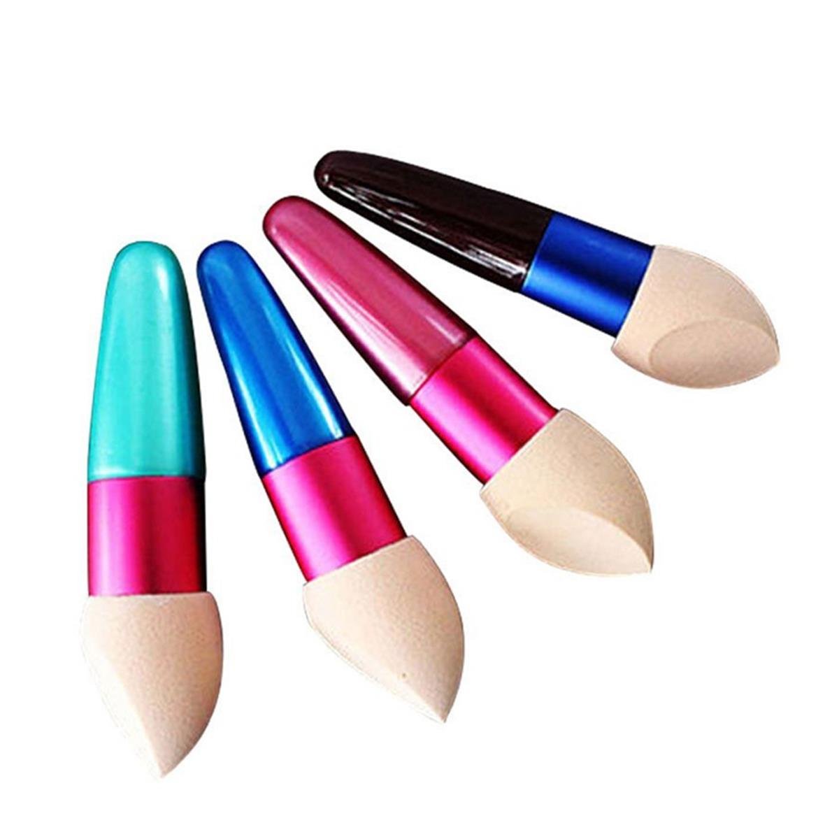 LONGQI 2Pcs/Set Powder Puff Pen Liquid Cream Foundation Concealer Bevelled Shape Sponge Brush