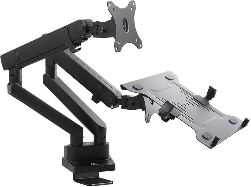 Suporte de secretária para 2 ou 3 monitores, portátil, portátil, ecrã, monitor, altura, rotação e inclinação ajustável, com portas USB integradas, VESA 75x75, 100x100 (MC-813 Double)