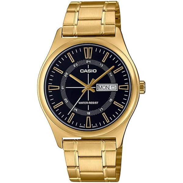 Amazon.com: Casio Quartz Black Dial Gold Stainless Steel Men's