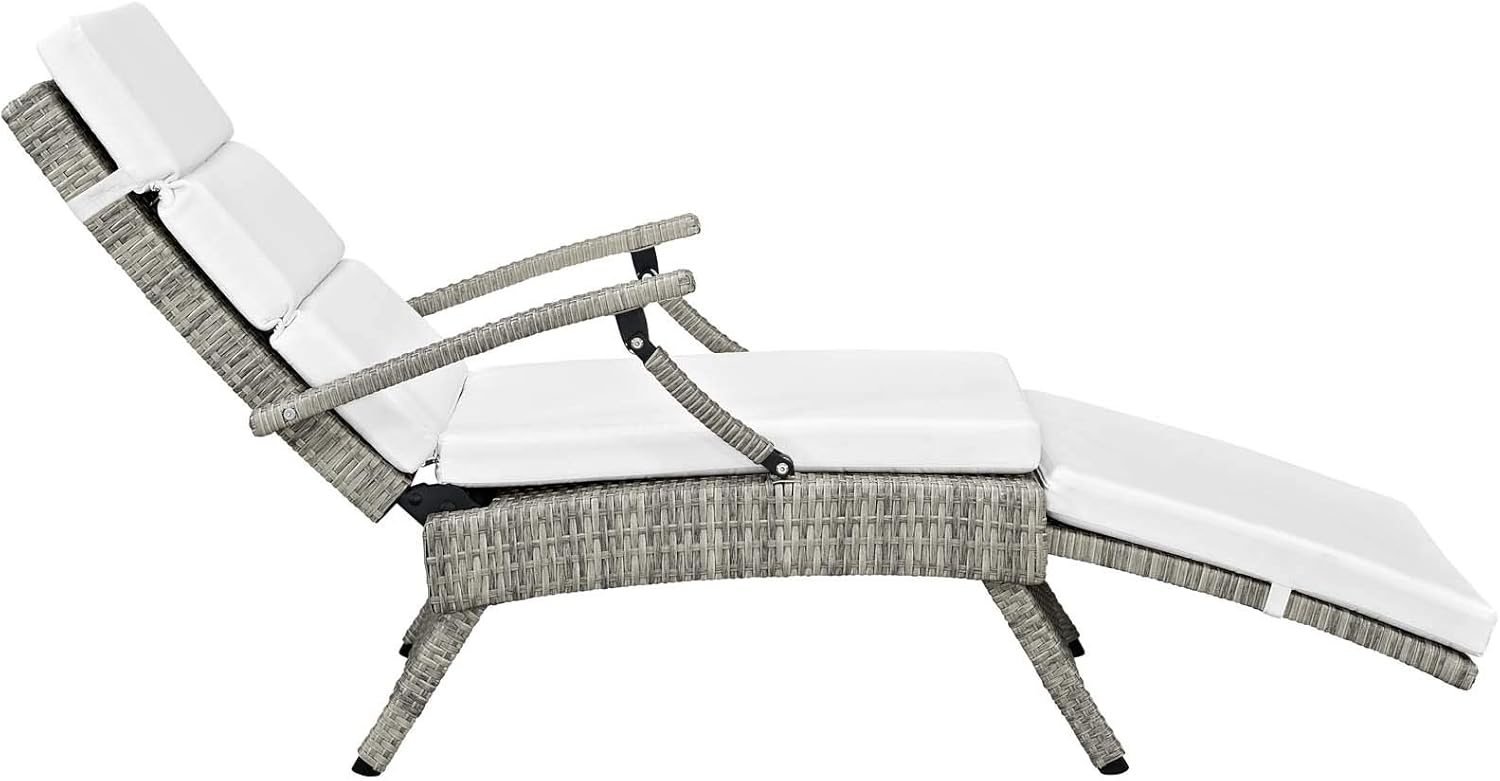 Modway Envisage Outdoor Patio Wicker Rattan Chaise Lounge in Light Gray White : Garden & Outdoor