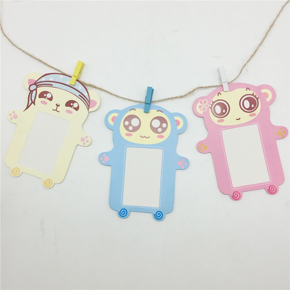 Instax Mini Photo Frame, 2x3” Decor Hang Paper Photo Frame for Fujifilm Instax mini 8,7S,25,50S,90 Instant Camera Films, Polaroid Photo Frame (Bear, 6 Pcs)