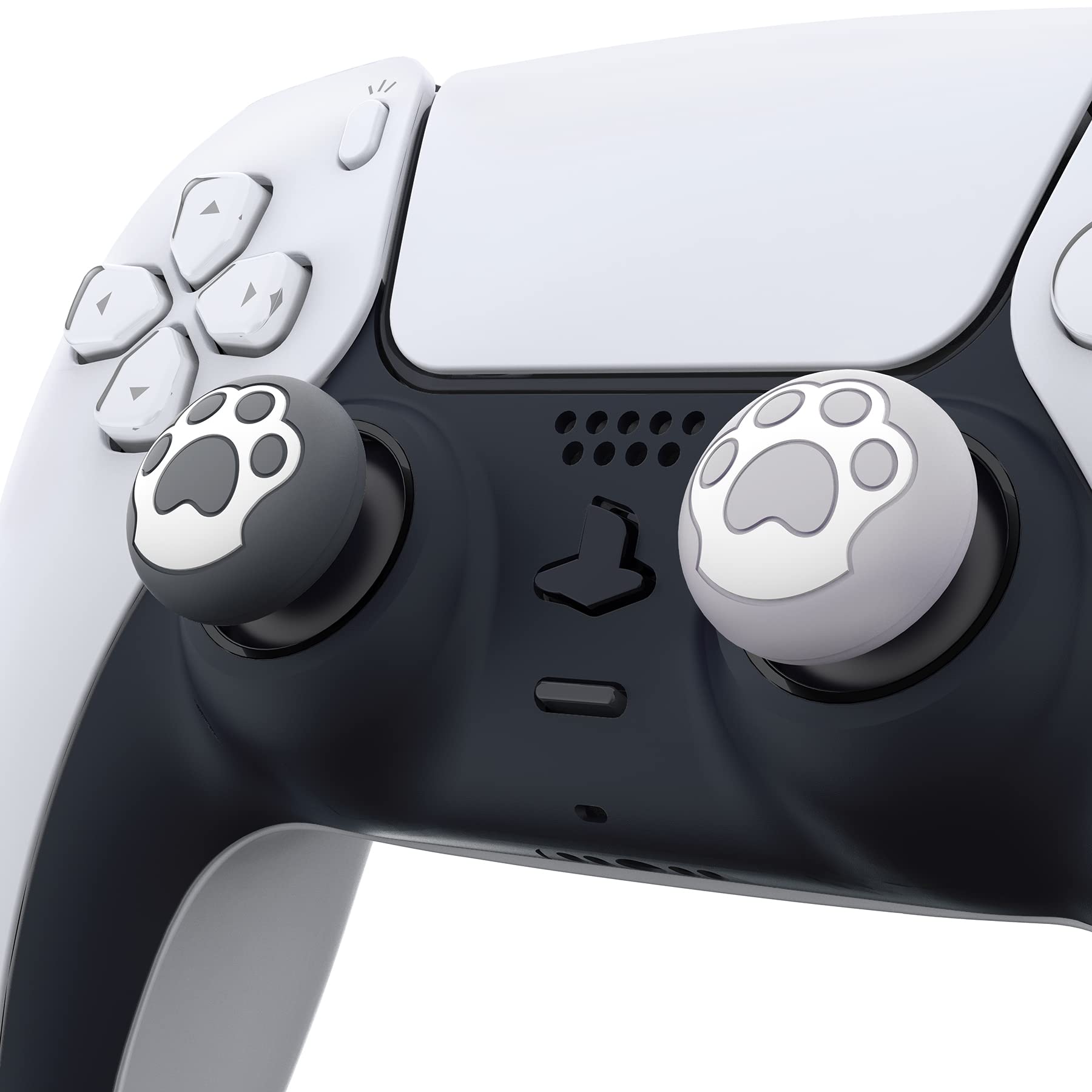 PlayVital Joystick Caps for PS5, Stick Attachments for PS4, Caps for Xbox Series X&S, Thumbstick Accessories for Xbox One, Analogue Stick Caps for Switch Pro Controller, Cat Paw (Grey & Light Grey)