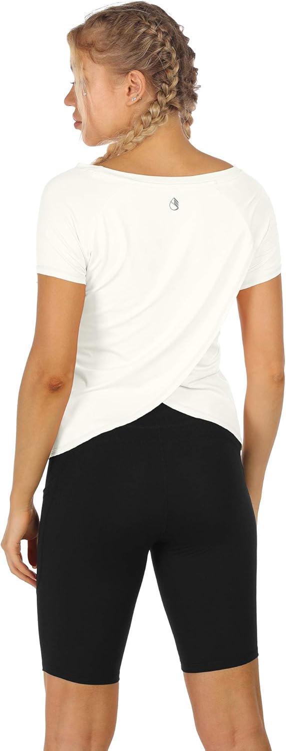 icyzone Workout T-Shirt for Women - Gym Running Yoga Tops Athletic Shirts Raglan Short Sleeves at  Women’s Clothing store