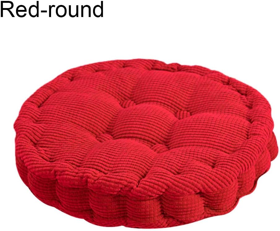 Maserfaliw Tatami Cushion, Round/Square Thick Cushion Pillow Chair Seat Bedroom Dining Room Tatami Mat Pad - Red-Round£¬Essential for Home Life.