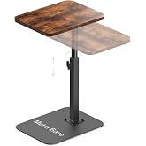 TV Tray Table Adjustable Height Swivel Couch Table with Heavy Metal Base | Slides Under Sofa, C-Shaped Side Table for Living Room, Bedroom, Bathroom, Study, and Small Spaces
