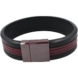Jonline24h Men's Wide Leather Bangle Cuff Bracelet – Punk Rock Style, Brown, Fits Wrist Size 7.5 To 9 Inches - View #5