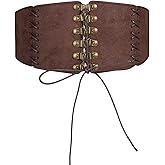 XuoAz Women Leather Underbust Corset Belt Stretch Wide Wasit Corset Lace-Up Renaissance Waist Cincher(for 26"-30" Waist)