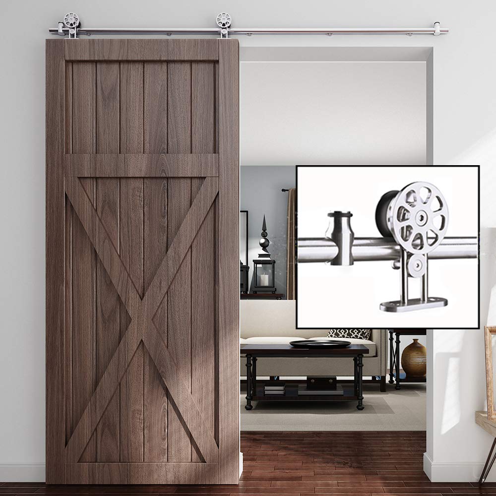 EaseLife 5 FT Top Mount Modern Sliding Barn Door Hardware Track Kit