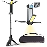 Mlogiroa Rechargeable LED Work Light with Stand - Cordless Work Lights Kit 3 Page Head,500/1000/2000 Lumen 3500/6500K Dimmable 6AH Camping Light with Detachable Tripod,Hooks and Carrying Bag