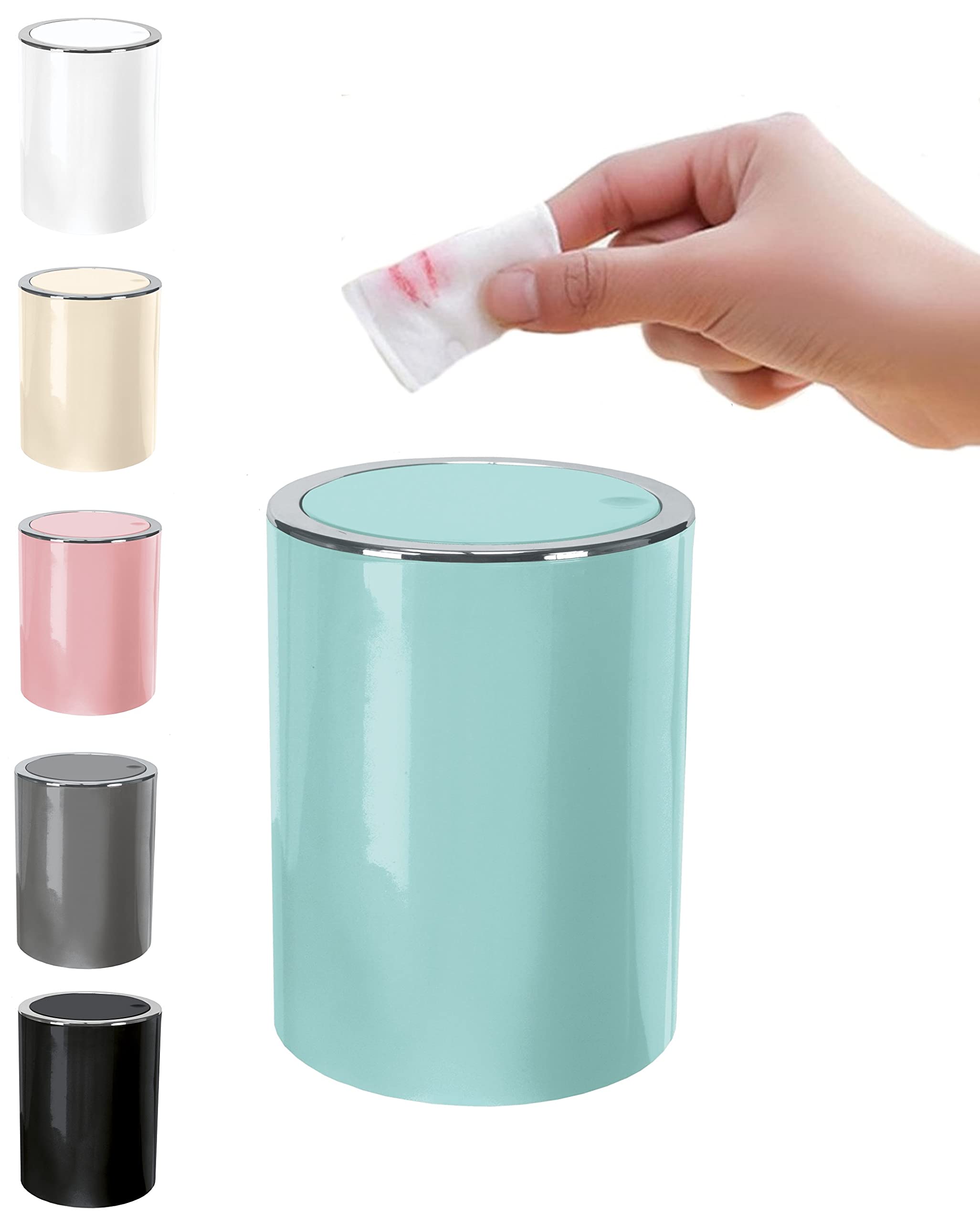 KW Clappe 1.7Ltr Counter Top Waste Bin/Mini Swing Bin/Compost Bin (Sea Green)