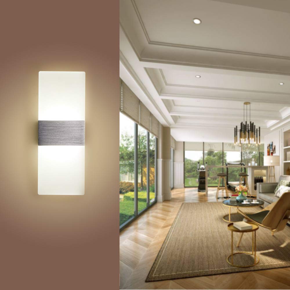 2 Pack Led Modern Indoor Wall Sconce Yosoan 12w White Acrylic Led