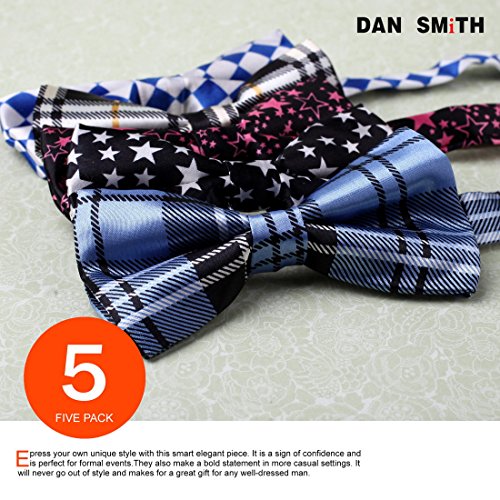 DBF0132 More Colors Various of Colors Woven Polyester Shopstyle Gift Pre-tied Bow Ties 5 Pack By Dan Smith