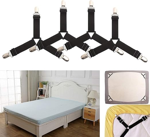 Amazon Com Gadagoda 4pcs Adjustable Triangle Bed Sheet Clips Cover Grippers Holder Mattress Duvet Blanket Fastener Straps Fixing Slip Resistant Belt Home Kitchen