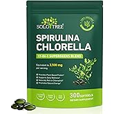 bnHUlMXw Organic Spirulina Chlorella Capsules,17-in-1 Supergeens Blend,Rich in Vegan Protein & Chlorophyll,Immune Support,Non-GMO and Gluten Free Supplement,300 Softgels