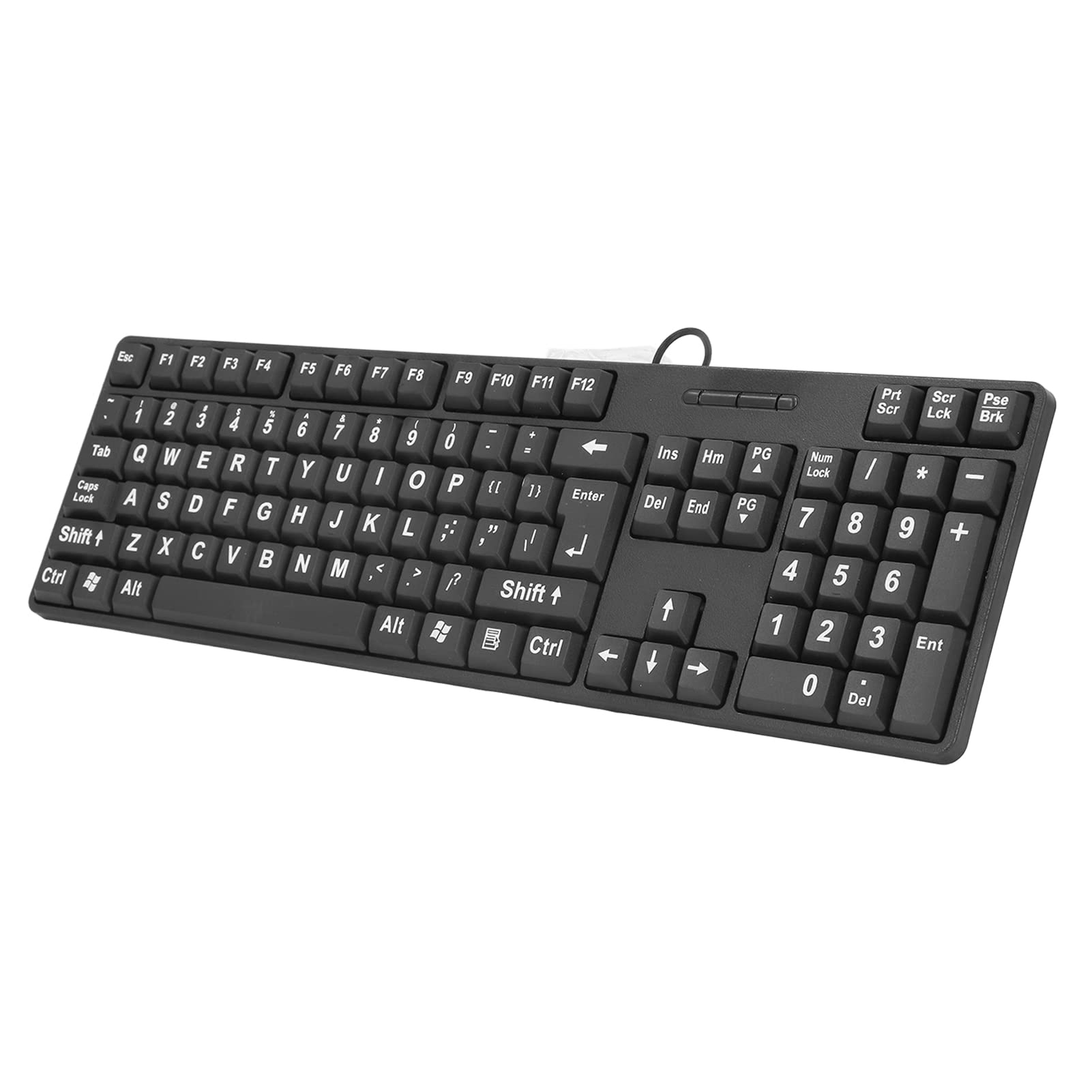 Wired Keyboard, 104 Keys Large Print Design Hand Feeling Comfortable USB Keyboard, Plug and Play Abrasion Resistant and Durable Large Print Computer Keyboard for Elderly, Visually Impaired.