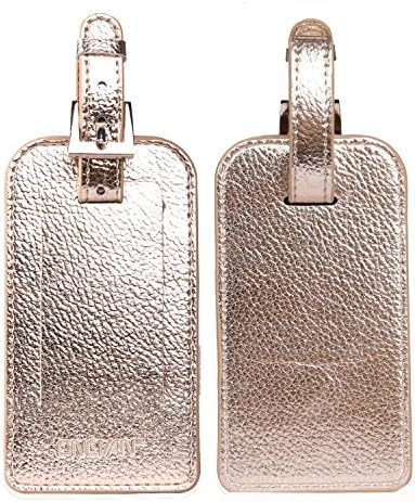 1PCS Litchi Grain Leather Luggage Tag with Snap Closure (Gold)