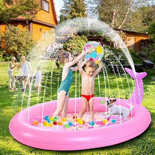 Splash Pad Kiddie Pool,Sprinkler for Kids,Inflatable Swimming Pool for