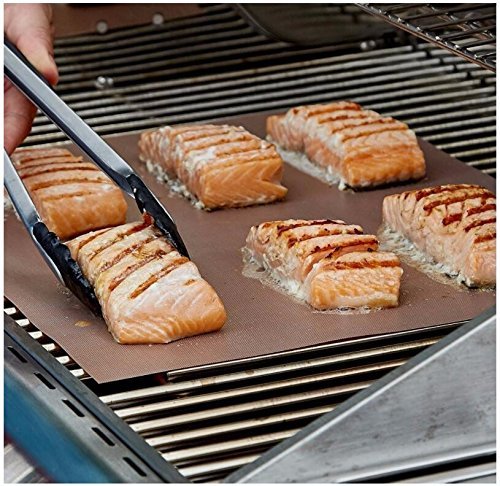 HomeLife Elements Golden Grill Mat Set of 3 - 100% Non-stick BBQ Grill & Baking Mats - FDA Approved, PFOA Free, Easy to Clean and Reusable - As Seen on TV - 15.75 x 13 Inch