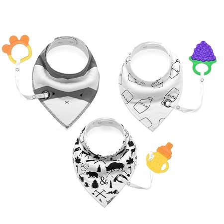 Lützchen Lätzchen Baby, Baby Bandana Lützchen, 3Pcs Double-Layer-Baumwolle dreieckstuch halstuch baby mit 3Pcs Spielzeug Gesc