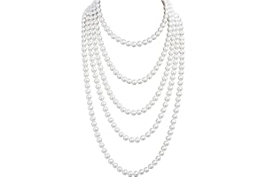 Cizoe 1920s Pearls Necklace Fashion Faux Pearls Gatsby Accessories Vintage Costume Jewelry Cream Long Necklace for Women