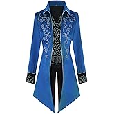 IWQBQ Men's Steampunk Jacket Gothic Medieval Vintage Court Tailcoat Halloween Costumes (4XL, Blue)