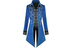 IWQBQ Men's Steampunk Jacket Gothic Medieval Vintage Court Tailcoat Halloween Costumes