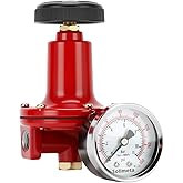 Solimeta 0-60 PSI Propane Regulator with Pressure Gauge,1/4 Inch FNPT Inlet/Outlet, Aluminum