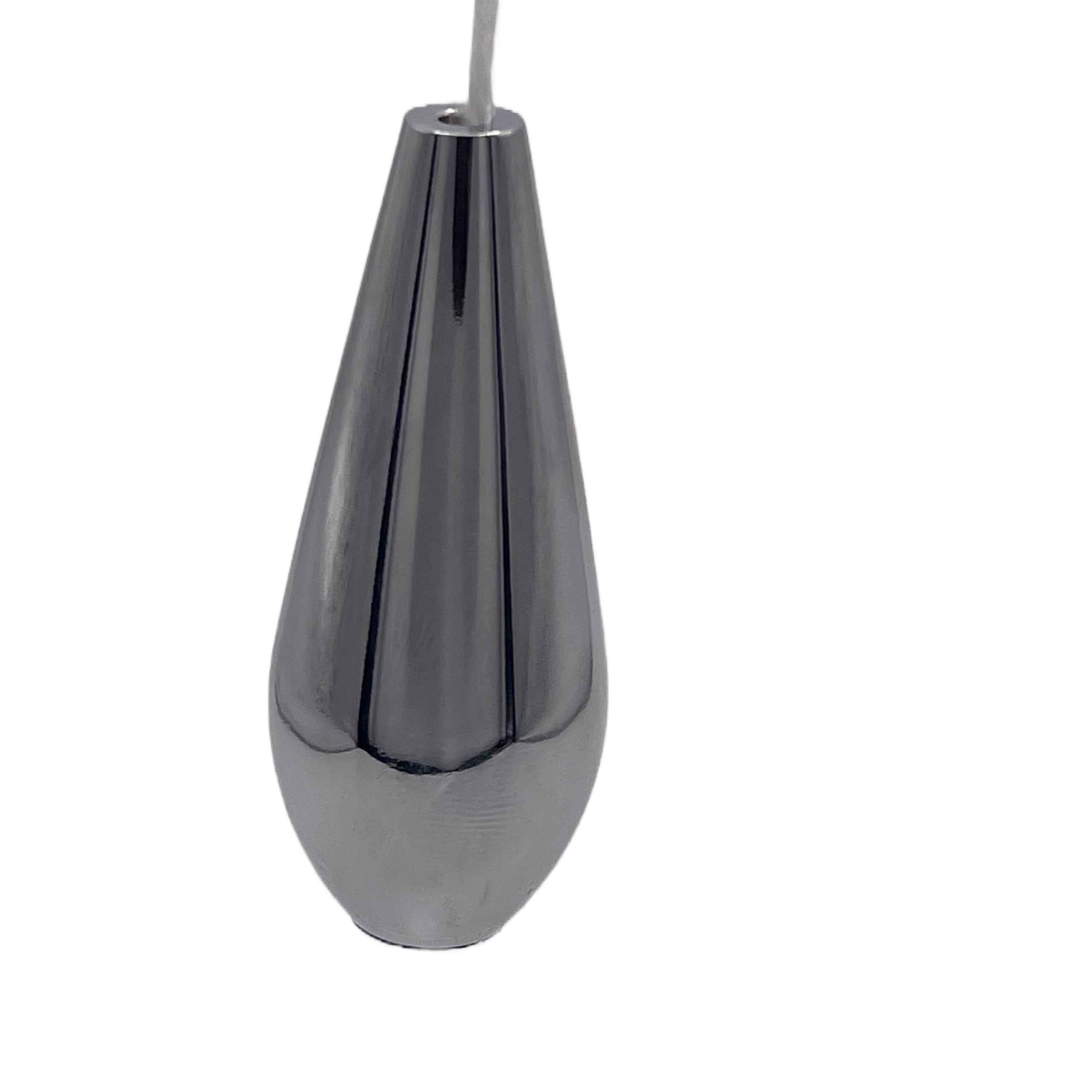 Aretro Designer Metal Polished Chrome Teardrop Bathroom Light Pull With 1m White Cord