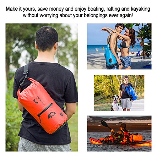BFULL Waterproof Dry Bag 10L/20L [Lightweight Compact] Roll Top Water Proof Backpack with 2 Exterior Zip Pocket for Kayaking, Boating, Duffle, Camping, Floating, Rafting, Fishing - Thumbnail 6