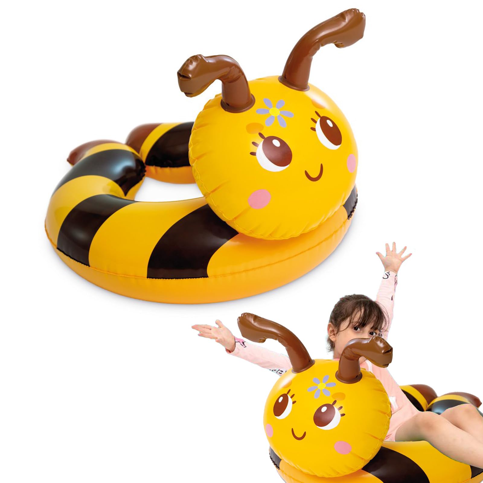 Pool Inflatables for Kids Age 2-6, Swimming Honeybee 21½" (55cm) Rubber Ring Pool Floats Swimming Pool Toys for Children, Swim Ring with Tails for Boys Girls Summer Beach Water Party Toys