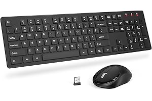 Wireless Keyboard and Mouse, Trueque Silent 2.4GHz Cordless Full Size USB Mouse Combo, Long Battery Life, Lag-Free for Computer, Laptop, PC, Windows, Mac, Chrome OS (Black)