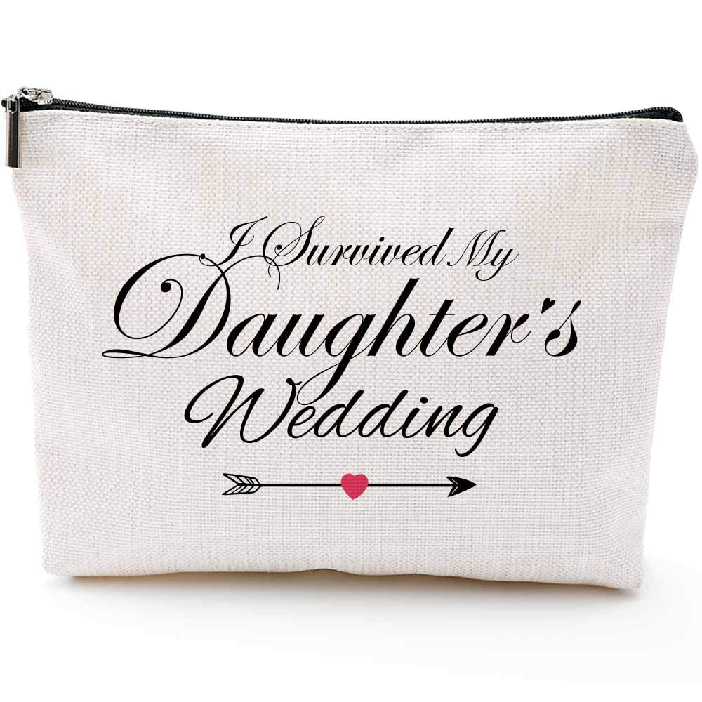 Mother of the Bride Gifts-I Survived My Daughter's Wedding -Mom Gifts,Unique Wedding Favor Gifts For Parents - Engagement Gifts For Brides Mom-Makeup Bag (Makeup Bag-Survived Daughter's Wedding)