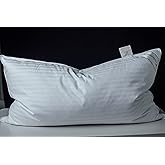 Eastwarmth Goose Feather Pillow Blend with Polyester Bed Pillows 100% Cotton, Medium Firm Soft Support King Pack of 1, Stripe White
