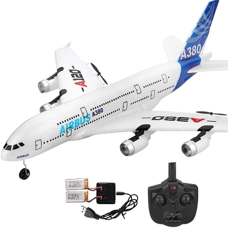 Pkjskh EPP Fixed Wing Gyro Remote Control RC Smooth flight Backward Pusher Glider Toys 2.4G 3 Channel Outdoors Airbus A380 Aircraft Airplane Drone New for Extra Stability Toy/Game/Child/Beginner Gifts